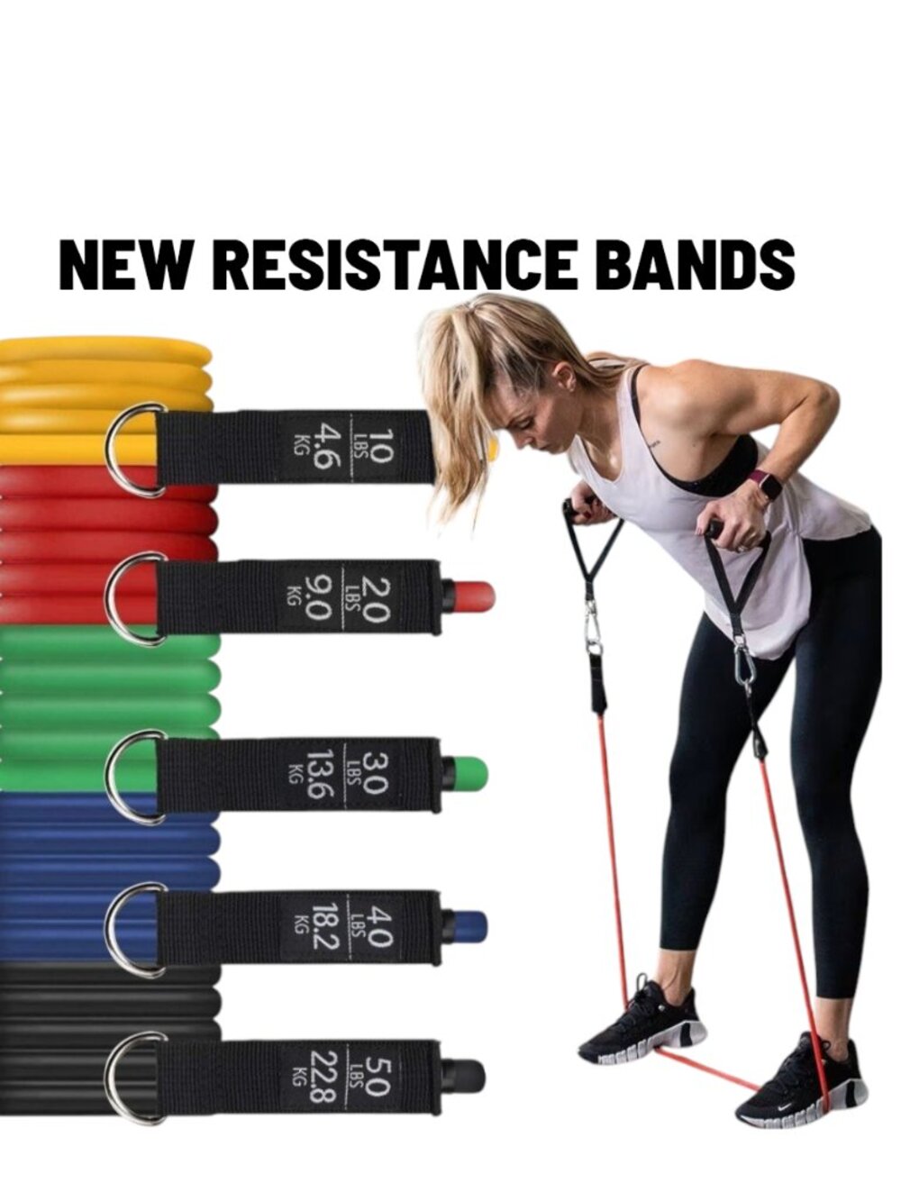NEW Resistance Training Bands 11 Piece Set Home Workout Physical Therapy Yoga Pi